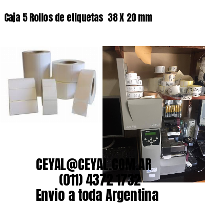 Caja 5 Rollos de etiquetas 	38 X 20 mm