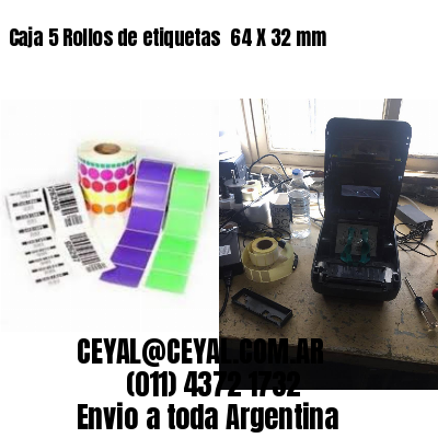 Caja 5 Rollos de etiquetas 	64 X 32 mm