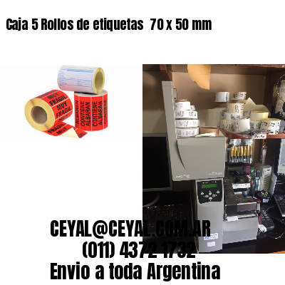 Caja 5 Rollos de etiquetas 	70 x 50 mm