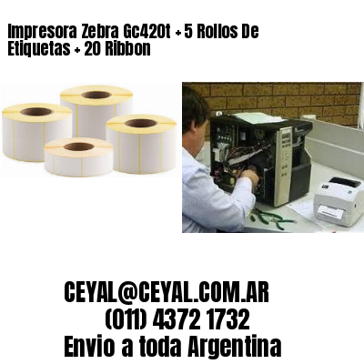 Impresora Zebra Gc420t   5 Rollos De Etiquetas   20 Ribbon