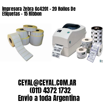 impresora Zebra Gc420t – 20 Rollos De Etiquetas – 15 Ribbon