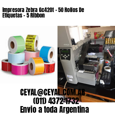 impresora Zebra Gc420t – 50 Rollos De Etiquetas – 5 Ribbon