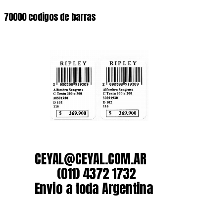 70000 codigos de barras