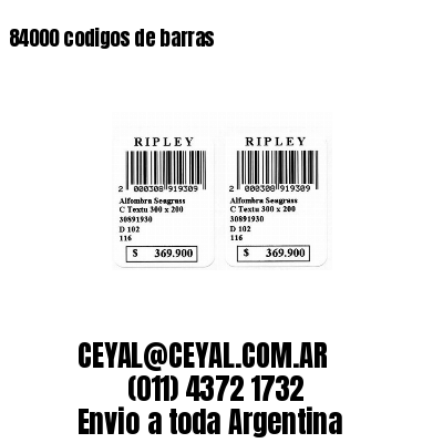 84000 codigos de barras