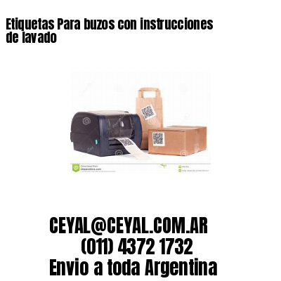Etiquetas Para buzos con instrucciones de lavado