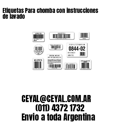 Etiquetas Para chomba con instrucciones de lavado