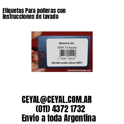 Etiquetas Para polleras con instrucciones de lavado