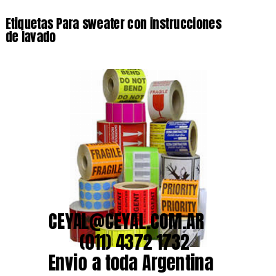 Etiquetas Para sweater con instrucciones de lavado