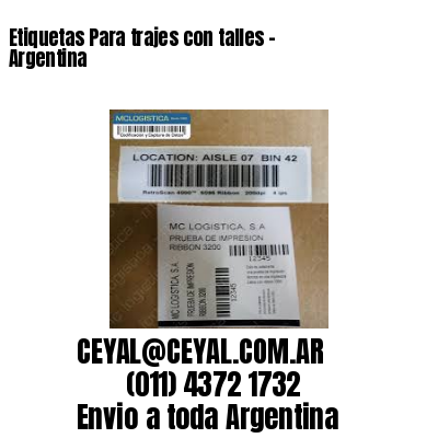 Etiquetas Para trajes con talles – Argentina