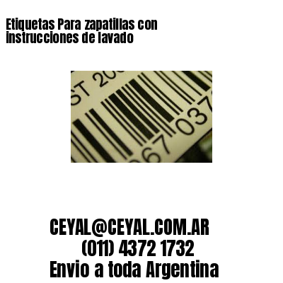 Etiquetas Para zapatillas con instrucciones de lavado