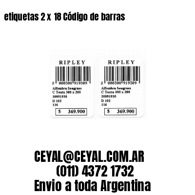 etiquetas 2 x 18 Código de barras