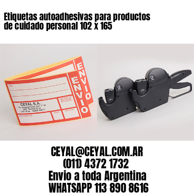 Etiquetas autoadhesivas para productos de cuidado personal 102 x 165