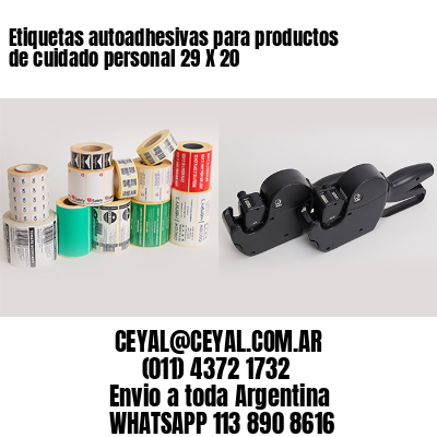 Etiquetas autoadhesivas para productos de cuidado personal 29 X 20