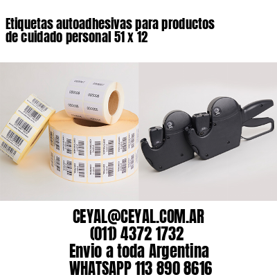 Etiquetas autoadhesivas para productos de cuidado personal 51 x 12