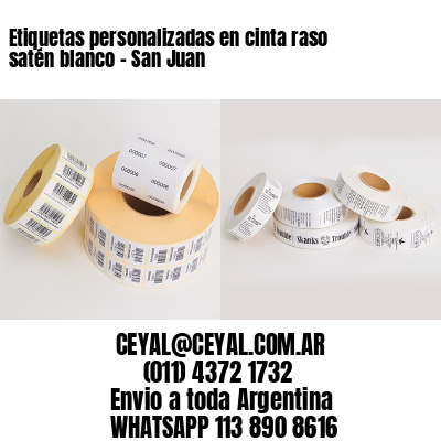 Etiquetas personalizadas en cinta raso satén blanco – San Juan