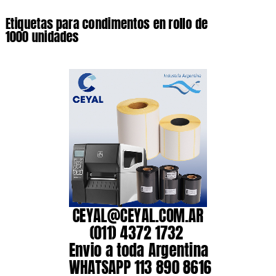 Etiquetas para condimentos en rollo de 1000 unidades