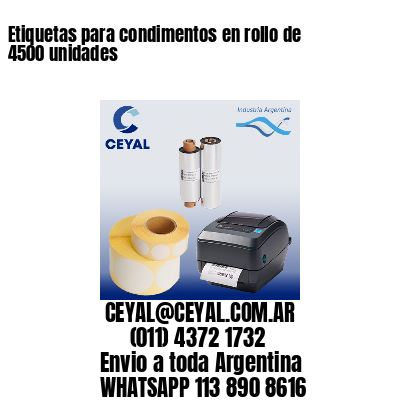 Etiquetas para condimentos en rollo de 4500 unidades