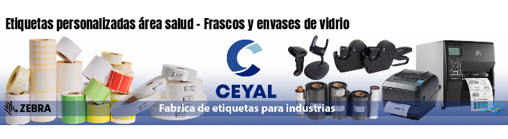 Etiquetas personalizadas área salud - Frascos y envases de vidrio