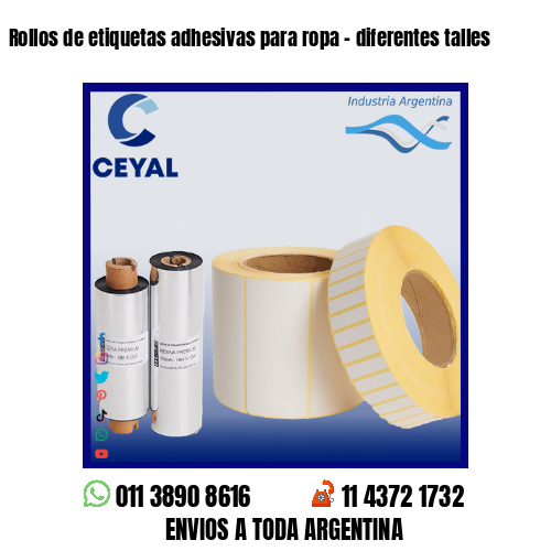 Rollos de etiquetas adhesivas para ropa – diferentes talles