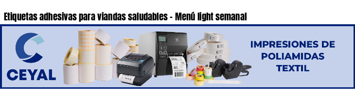 Etiquetas adhesivas para viandas saludables - Menú light semanal