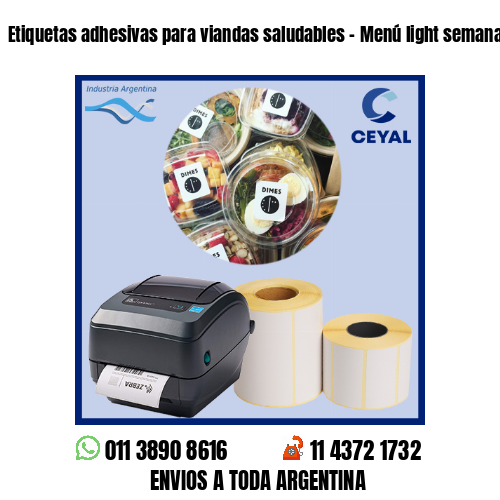 Etiquetas adhesivas para viandas saludables – Menú light semanal