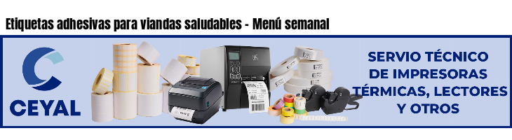 Etiquetas adhesivas para viandas saludables - Menú semanal