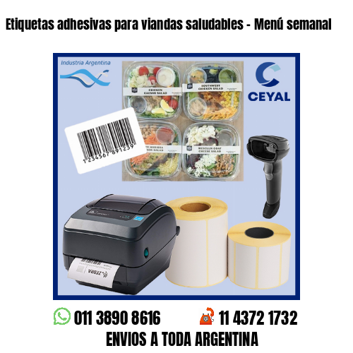 Etiquetas adhesivas para viandas saludables – Menú semanal