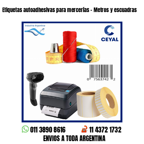 Etiquetas autoadhesivas para mercerías – Metros y escuadras