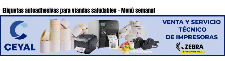 Etiquetas autoadhesivas para viandas saludables - Menú semanal