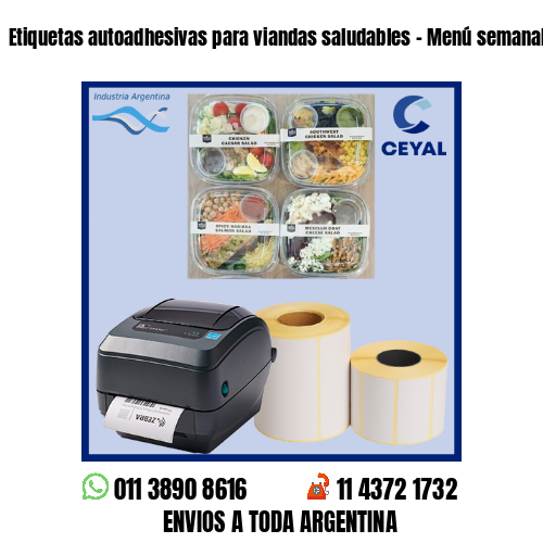 Etiquetas autoadhesivas para viandas saludables – Menú semanal