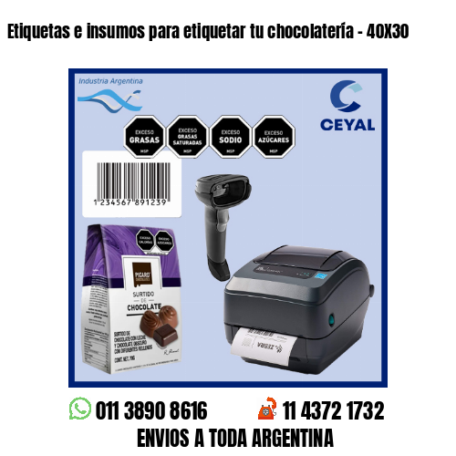 Etiquetas e insumos para etiquetar tu chocolatería – 40X30