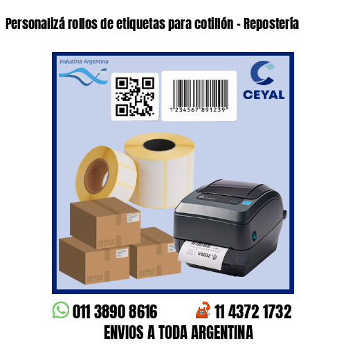 Personalizá rollos de etiquetas para cotillón – Repostería