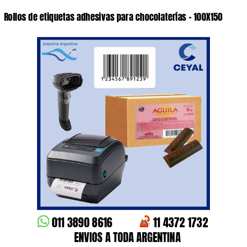 Rollos de etiquetas adhesivas para chocolaterías – 100X150