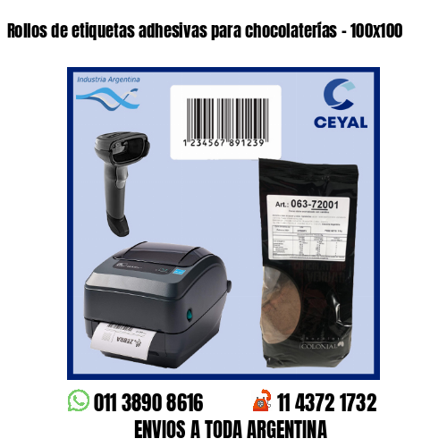 Rollos de etiquetas adhesivas para chocolaterías – 100×100
