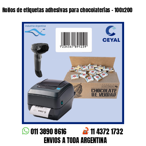 Rollos de etiquetas adhesivas para chocolaterías – 100×200