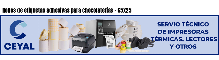 Rollos de etiquetas adhesivas para chocolaterías - 65x25