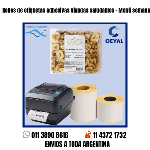 Rollos de etiquetas adhesivas viandas saludables – Menú semanal