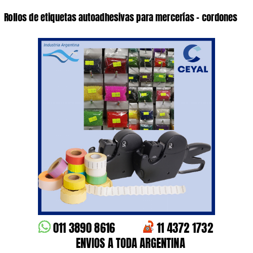 Rollos de etiquetas autoadhesivas para mercerías – cordones