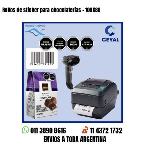 Rollos de sticker para chocolaterías – 100X80