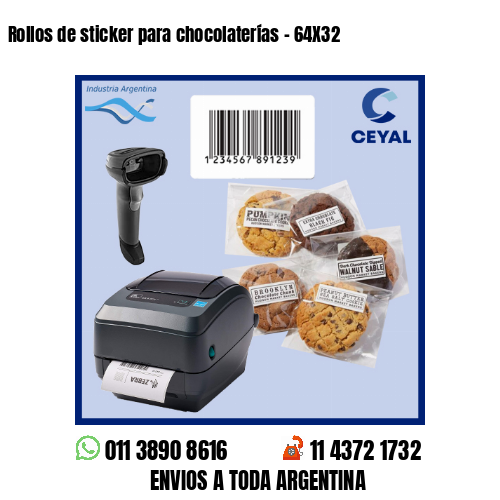 Rollos de sticker para chocolaterías – 64X32