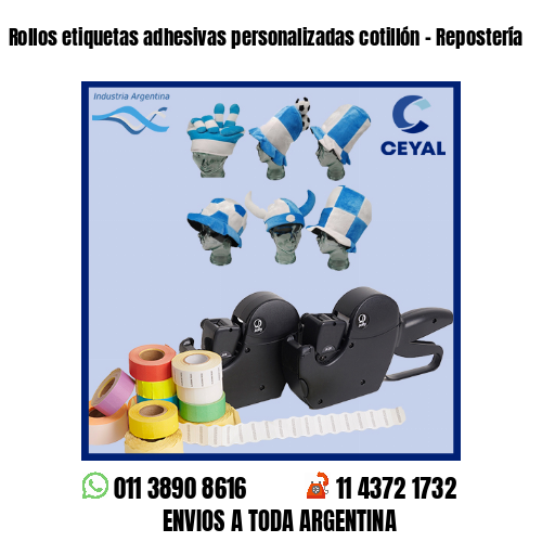 Rollos etiquetas adhesivas personalizadas cotillón – Repostería