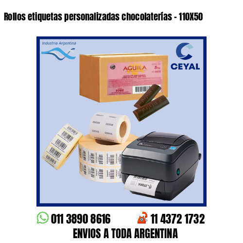 Rollos etiquetas personalizadas chocolaterías – 110X50
