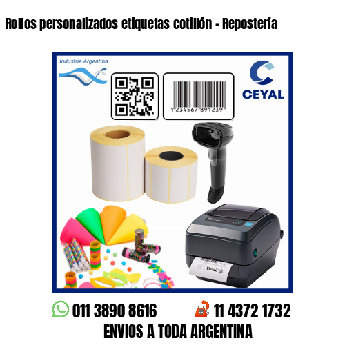 Rollos personalizados etiquetas cotillón – Repostería