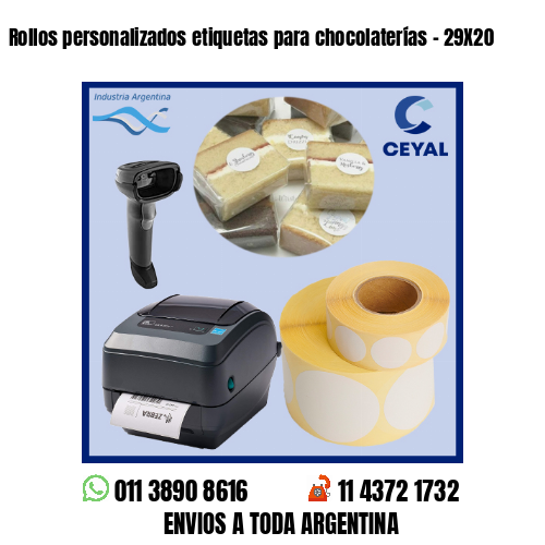 Rollos personalizados etiquetas para chocolaterías – 29X20