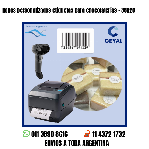 Rollos personalizados etiquetas para chocolaterías – 38X20