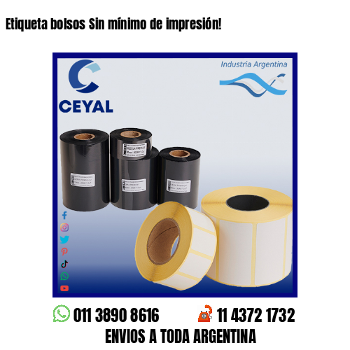 Etiqueta bolsos Sin mínimo de impresión!