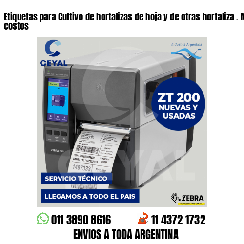 Etiquetas para Cultivo de hortalizas de hoja y de otras hortaliza . Matriz de costos