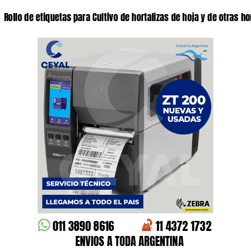 Rollo de etiquetas para Cultivo de hortalizas de hoja y de otras hortaliza