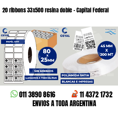 20 ribbons 33x500 resina doble - Capital Federal