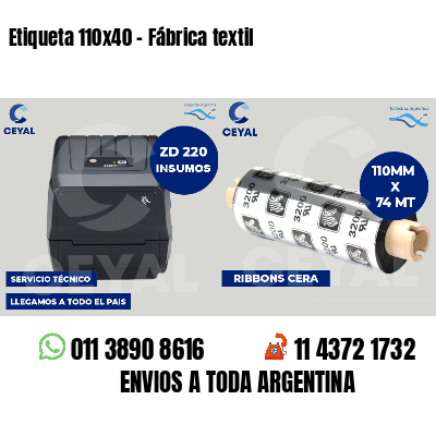 Etiqueta 110x40 - Fábrica textil